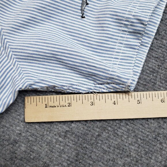 PD&C Shirt Mens XL Blue White Striped Embroidered Fish Polycotton Button Up - Picture 10 of 10
